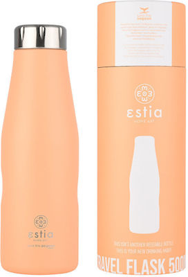 Estia Travel Flask Save the Aegean Recycelbar Flasche Thermosflasche Rostfreier Stahl BPA-frei PEACH FUZZ 500ml