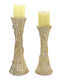 La Vista Set of Candle Holders Wooden in Brown Color 35cm 2pcs