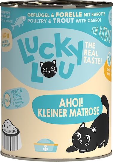 Lucky Lou Lifestage Υγρή Τροφή για Ανήλικες Γάτες σε Κονσέρβα με Πουλερικά και Πέστροφα χωρίς Σιτηρά 400gr
