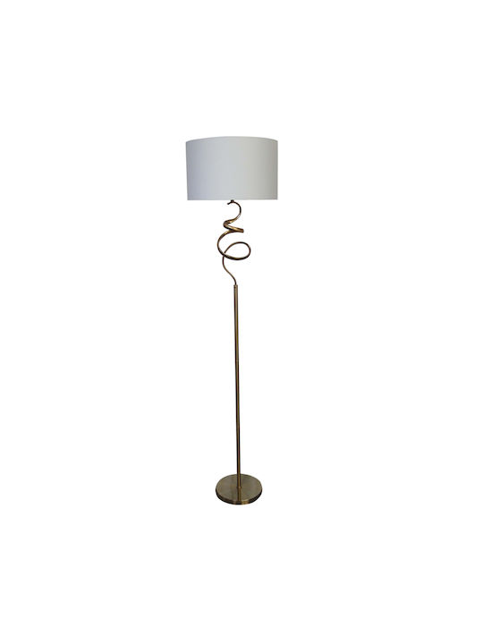 Inart Floor Lamp H180xW40cm. with Socket for Bulb E27 Gold