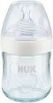 Nuk Glasflasche Nature Sense Gegen Koliken mit Silikonsauger für 0-6 Monate White Kreise 120ml 1Stück