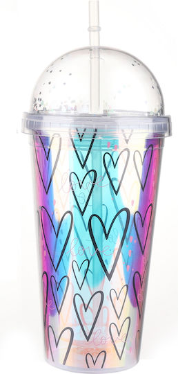 Tpster Glass Water made of Plastic with straw 450ml