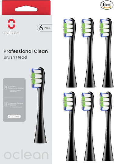 OClean Clean Electric Toothbrush Replacement Heads Black 6pcs