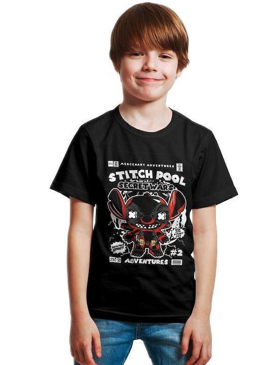 Pop Culture Kids T-shirt Black Stitch Pool