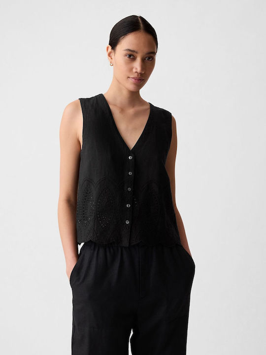 GAP Women's Vest with Buttons Black