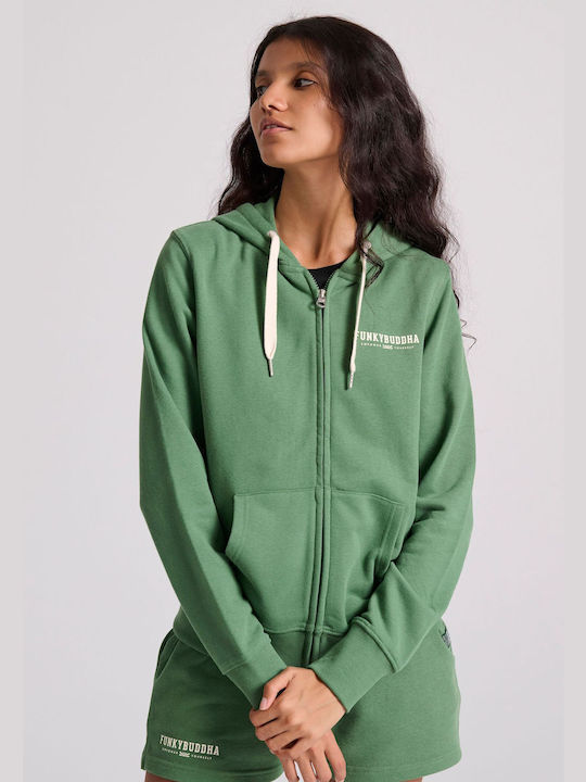Funky Buddha Women's Hooded Cardigan Green