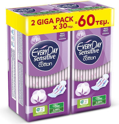 Every Day Sensitive Cotton Σερβιετάκια με Φτερά Νυκτός 60τμχ