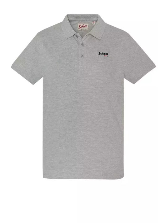 Schott Herren Shirt Kurzarm Polo Grey