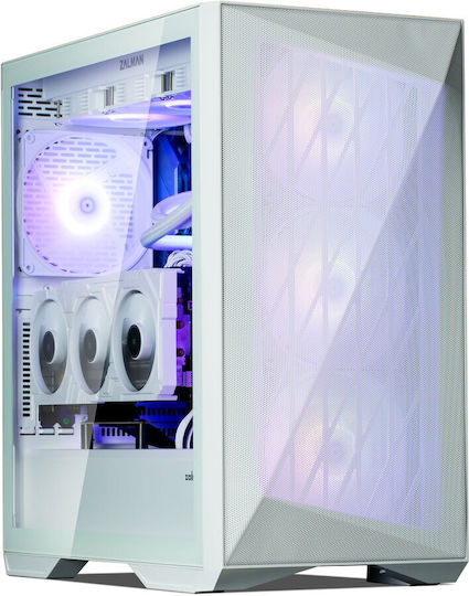 Zalman Z9 Iceberg MS Gaming Midi Tower Κουτί Υπολογιστή με Πλαϊνό Παράθυρο και RGB Φωτισμό Λευκό