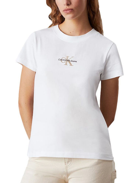 Calvin Klein Monologo Damen T-Shirt Weiß