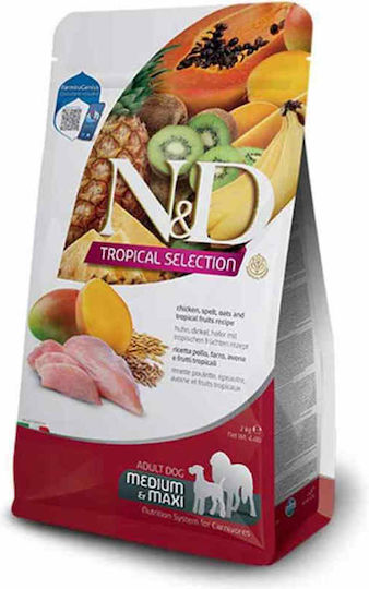 Farmina Tropical Selection 10kg Dry Food with Few Grains for Adult Dogs with Chicken
