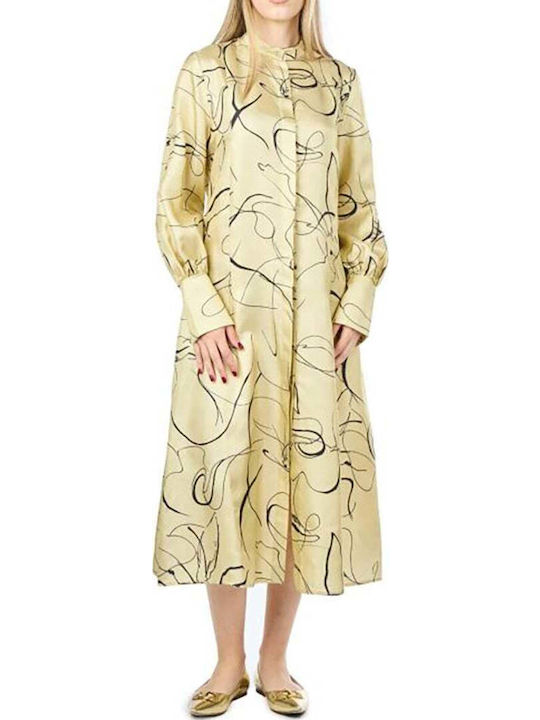 Midi Hemdkleid Damenkleid Gelbe 24FE6160Seide.720