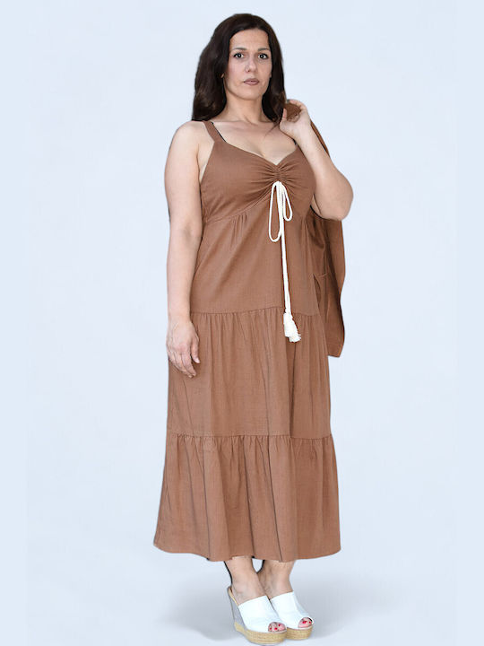 Garantie Maxi Dress with Ruffle Brown