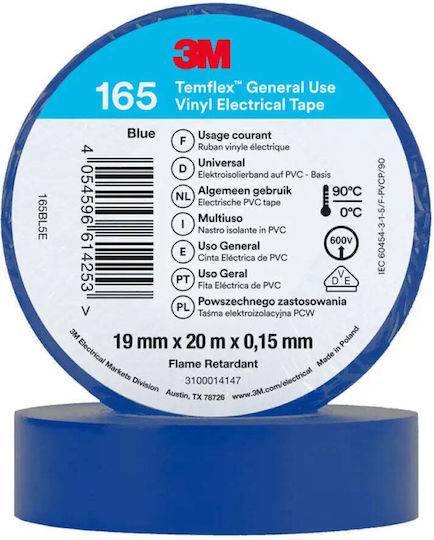 3M Μονωτική Ταινία 19mm x 20m Temflex Μπλε