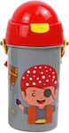 Διακάκης Kids Water Bottle Pirates Plastic with Straw 500ml