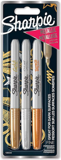 Sharpie Ανεξίτηλοι Μαρκαδόροι Gold-silver-bronze Σετ 3τμχ