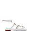 Mourtzi Leather Women's Flat Sandals in White Color