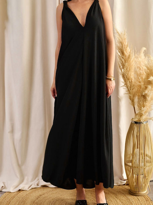 Coralia Black Maxi Wide Dress
