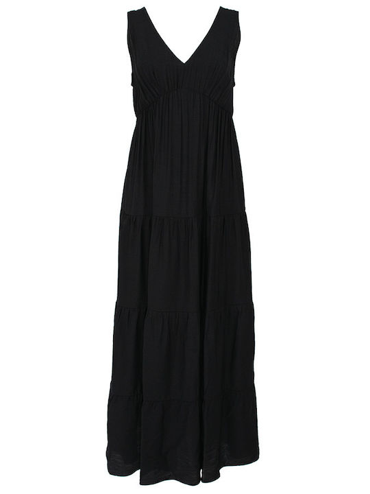 Forel Maxi Dress with Ruffle Black