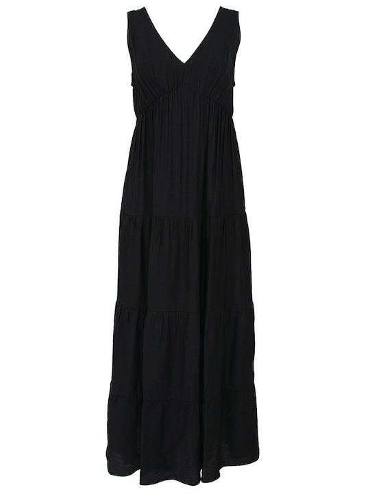 Forel Maxi Kleid mit Rüschen Black