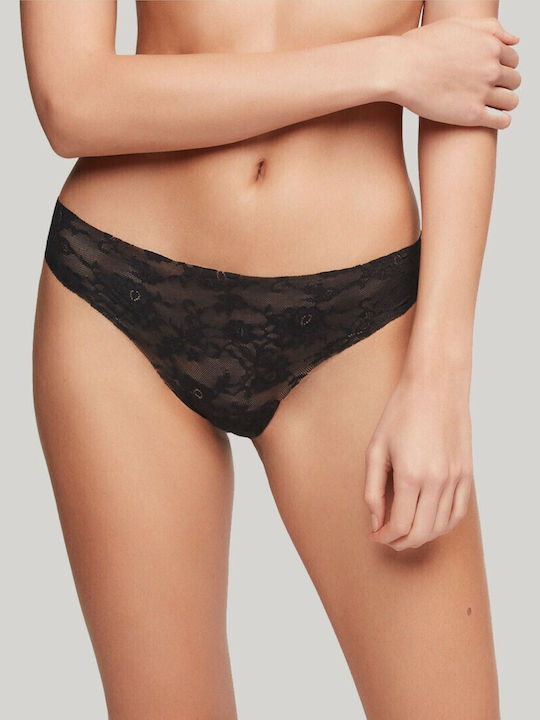 Gisela Femeie Slip fără cusături cu Dantelă Negru