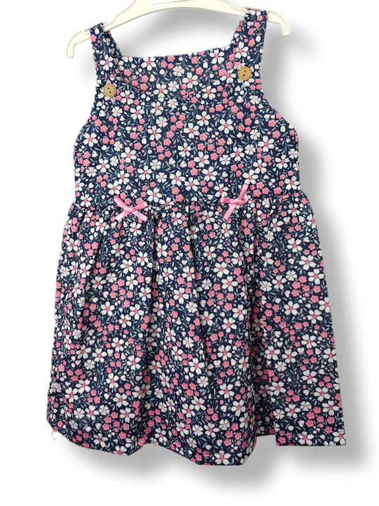 Trendy Shop Mädchen Kleid Blumen Ärmellos Pink