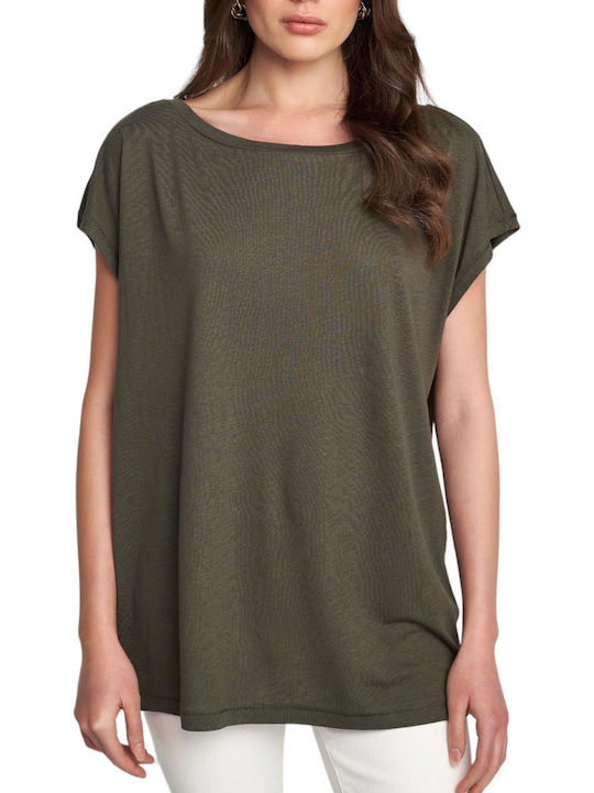 Attrattivo Damen Bluse Kurzärmelig Khaki