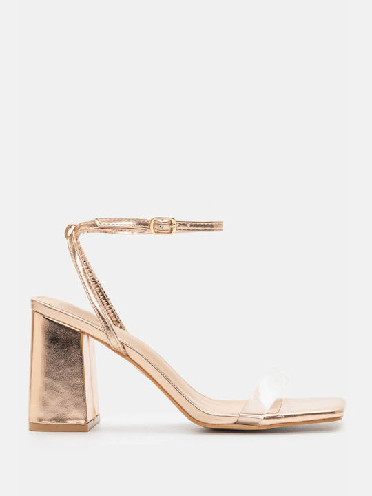 Luigi Damen Sandalen mit hohem Absatz in Gold Farbe