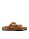 Women's Flat Sandals in Tabac Brown Color