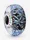 Pandora Wavy Murano Glass Ocean Charm In Silver Navy Blue