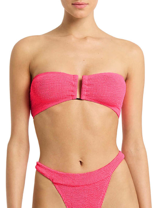 Bond-Eye Strapless Bikini Top Neon Azalea