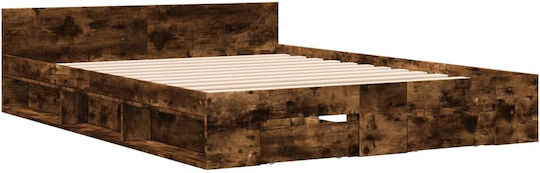 Kids Bed Classic Semi Double with Storage Space Brown for Mattress 120x190cm