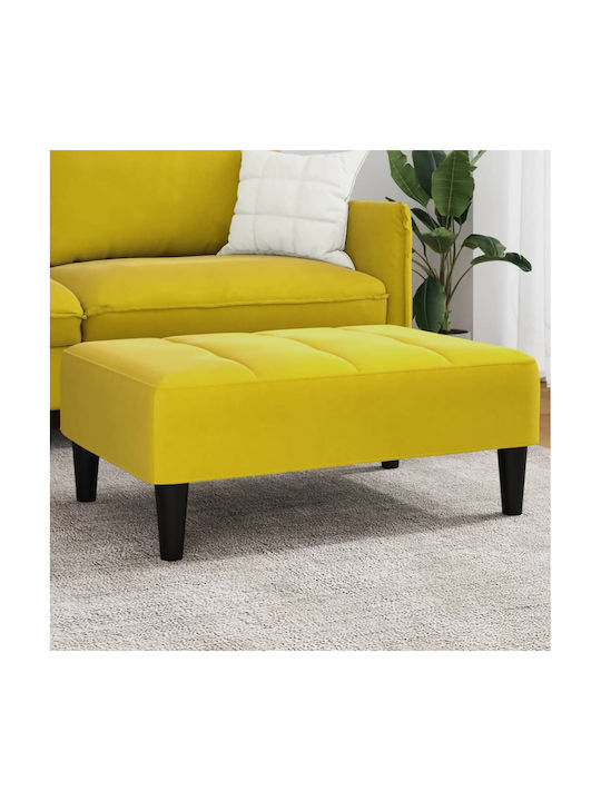 Velvet Upholstered Yellow Footstool 77x55x31cm