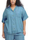 Women's Denim Short Sleeve Shirt Blue