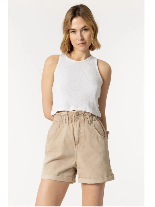 Tiffosi Women's Jean High-waisted Shorts Beige