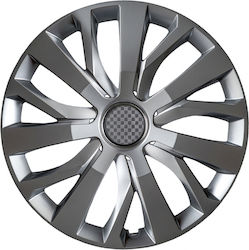 Croatia Cover Σετ Τάσια Αυτοκινήτου με Σήμα Peugeot 4τμχ 16" Ασημί/Ασημί