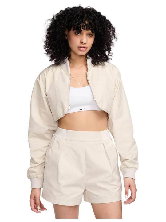 Nike Sportswear Γυναικείο Αθλητικό Μπουφάν Μπεζ