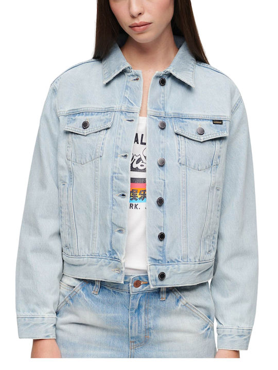 Superdry Women's Long Jean Jacket for Spring or Autumn Gin Open