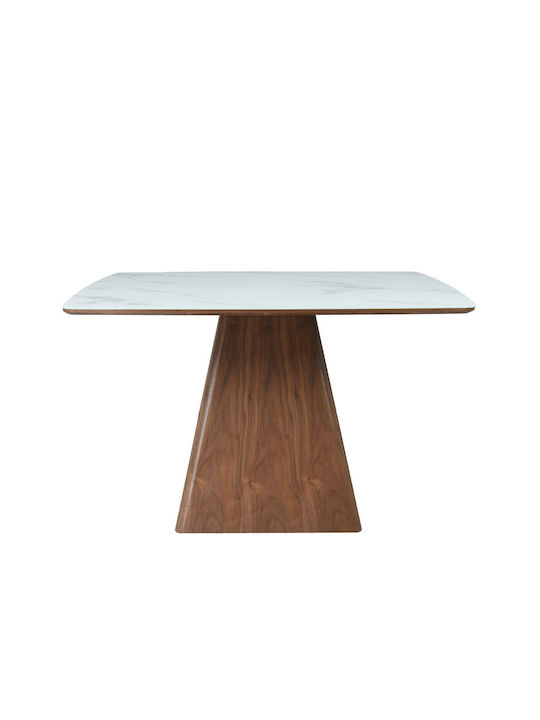 Totem Table Dining Room with Marble Surface White 120x120x120cm