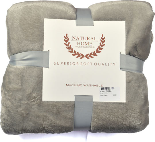 Natural Home Fleece Blanket Double 220x240cm Grey