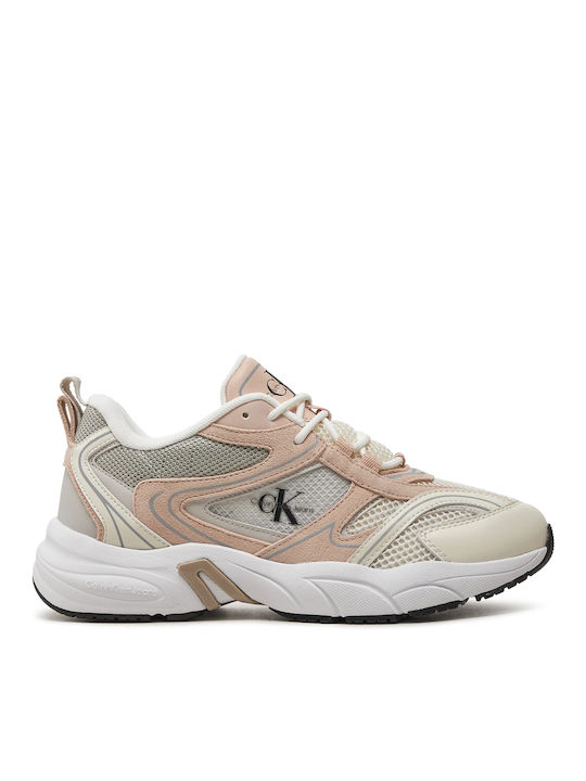 Calvin Klein Retro Tennis Su-mesh Γυναικεία Sneakers Μπεζ