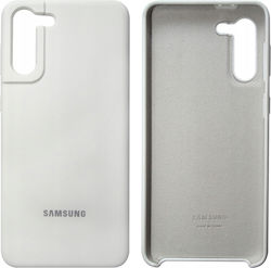 Samsung Cover Umschlag Rückseite Silikon Weiß (Galaxy S21 5G)