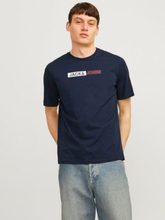 Jack & Jones Ανδρική Μπλούζα Κοντομάνικη Navy Μπλε