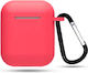 Hülle Silikon mit Haken in Rosa Farbe für Apple AirPods 1 / AirPods 2