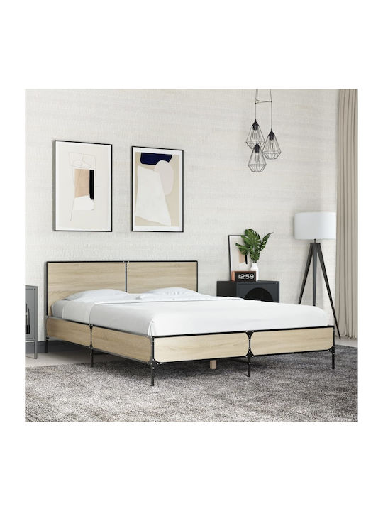 Doppelbett Aus Holz Braun Mit Lattenrost Für Matratze 140x200cm