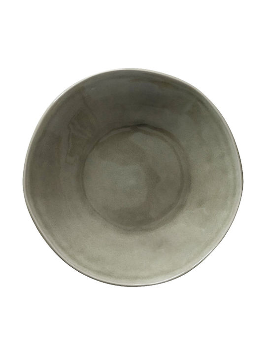 Dutch Rose Deep Ceramic Gray Serving Plate with Diameter 23.5cm
