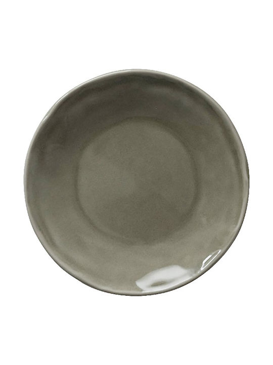 Dutch Rose Shallow Ceramic Gray Serving Plate with Diameter 17cm
