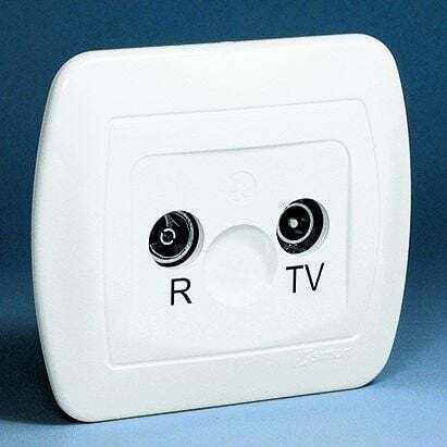 Kontakt-Simon TV and Radio Antenna Socket Basic in White color AA10 11