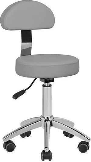 Salon Stools Τροχήλατο Σκαμπό με Πλάτη Γκρι