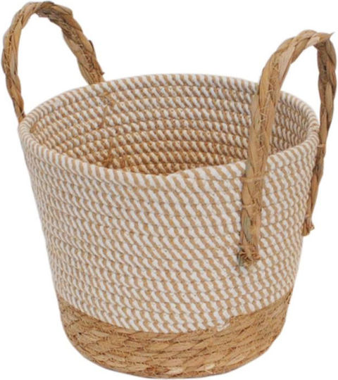 Mod8 Decorative Basket Fabric with Handles Beige 18.5x18.5x14.5cm